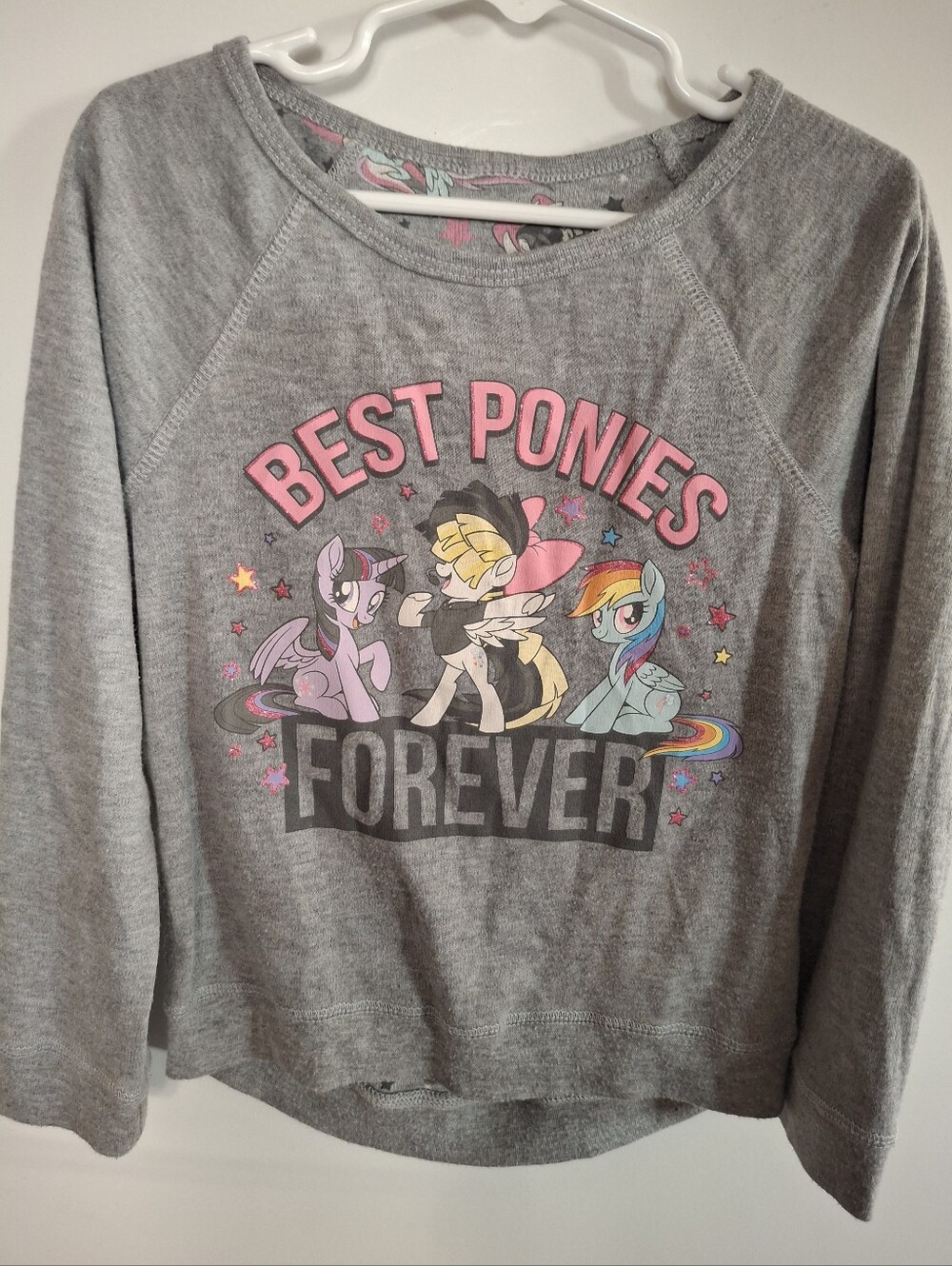 Girls' Gray 'Best Ponies Forever'**Reversible** Long Sleeve Top